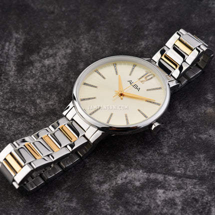Alba Fashion AH8755X1 Ladies Light Champagne Dial Dual Tone Stainless Steel Strap
