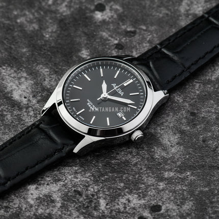 Alba Prestige AH7CG5X1 Ladies Black Dial Black Leather Strap