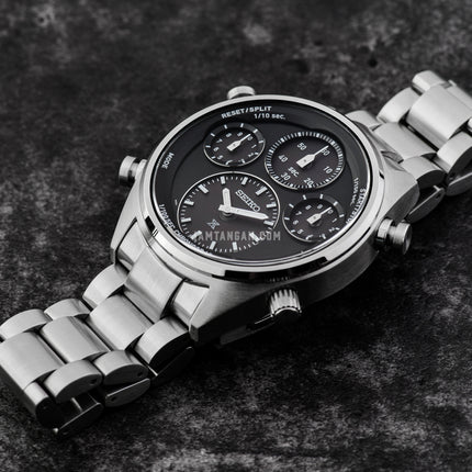 Seiko Prospex SFJ003P1 Speedtimer Solar Chronograph Black Dial Stainless Steel Strap