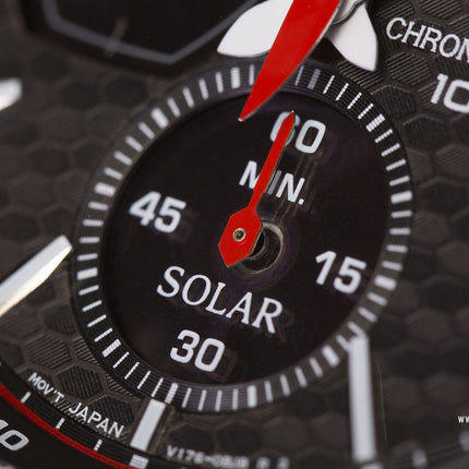 Seiko Chronograph SSC777P1 Solar Men Black Dial Black Rubber Strap