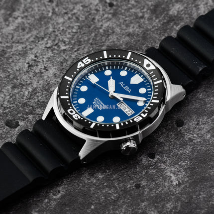 Alba Mechanical AL4379X1 Men Blue Dial Black Silicone Strap