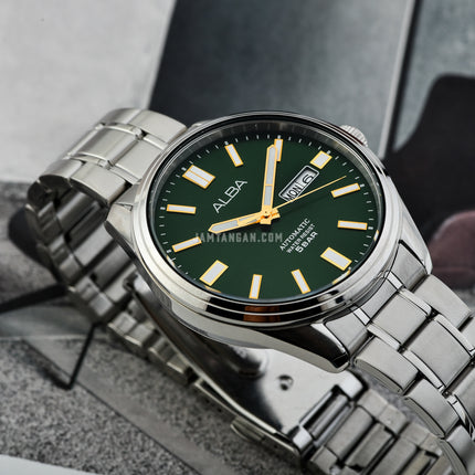 Alba Mechanical AL4147X1 Men Green Dial Stainless Steel Strap
