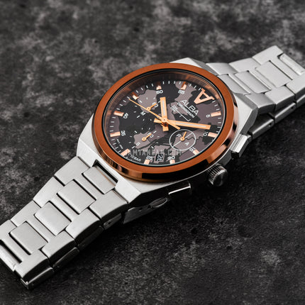 Alba Signa AT3H49X1 Chronograph Brown Patterned Dial Stainless Steel Strap