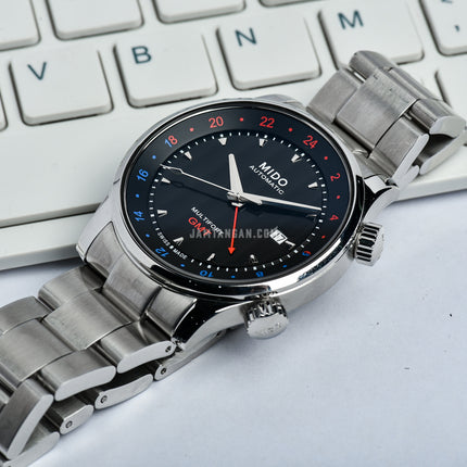 MIDO Multifort M005.929.11.051.00 GMT Black Dial Stainless Steel Strap