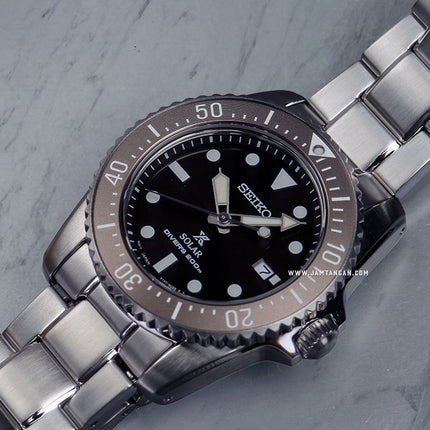 Seiko Prospex SNE571P1 Solar Divers 200M Dark Brown Dial Stainless Steel Strap