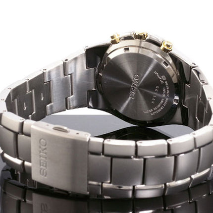 Seiko Chronograph SND451P1 Black Dial Titanium Strap