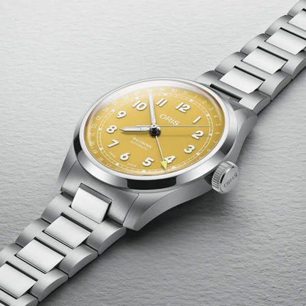 Oris Big Crown 01-754-7798-4069-07-8-20-06 Pointer Date Yellow Dial Stainless Steel Strap