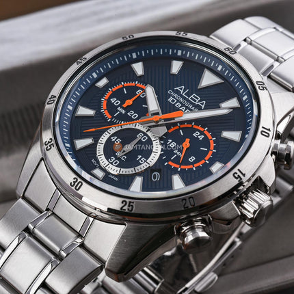 Alba Active AT3K61X1 Men Chronograph Blue Dial Stainless Steel Strap