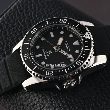 Seiko Prospex SNE573P1 Solar Divers 200M Black Dial Black Rubber Strap