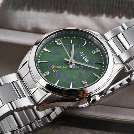 Alba Fashion AH7EK3X1 Ladies Green MOP Dial Stainless Steel Strap