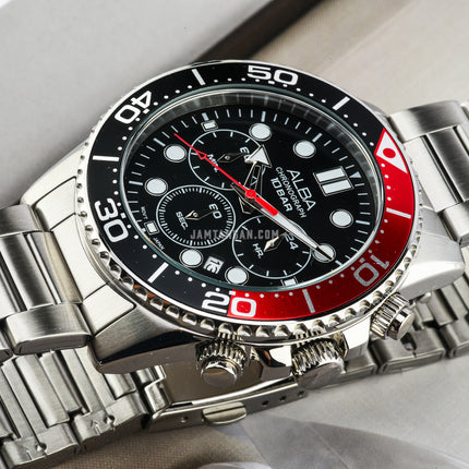 Alba Active AT3J37X1 Men Chronograph Black Dial Stainless Steel Strap