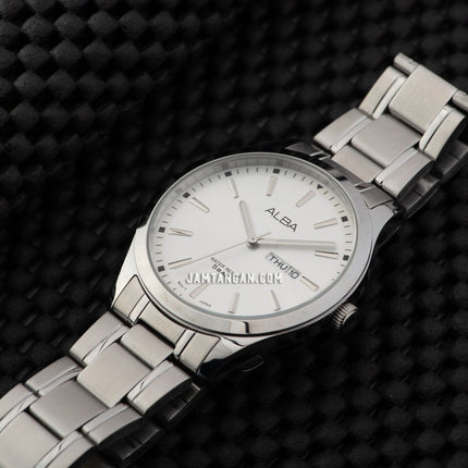 Alba Prestige AJ6157X1 Men Silver White Dial Stainless Steel Strap