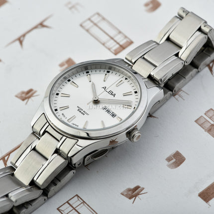 Alba Prestige AN8053X1 Ladies Silver Analog Dial Stainless Steel Strap