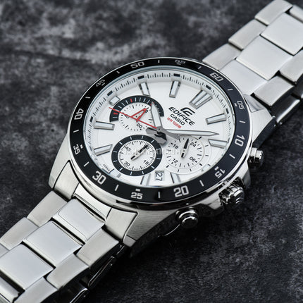 Casio Edifice EFV-570D-7AVUDF Chronograph Men Silver Dial Stainless Steel Band