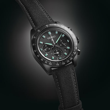Seiko Prospex SSC923P1 SeiTona Speedtimer Black Series Night Vision Black Dial Black Nylon Strap