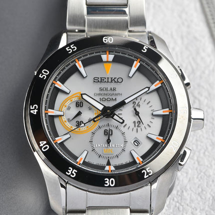Seiko Solar SSC179P1 Chronograph Silver Dial Stainless Steel Strap