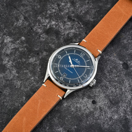 MIDO Multifort M040.407.16.040.00 Patrimony Automatic Blue Dial Brown Patina Leather Strap