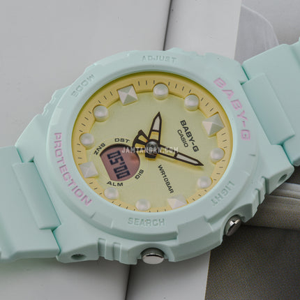 Casio Baby-G BGA-320FH-3ADR Fantasy Holographic Colors Digital Analog Dial Green Pastels Resin Band