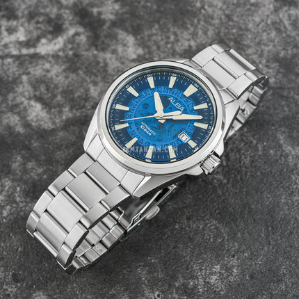 Alba Mechanical AU4029X1 Automatic Men Blue Translucent Layered Dial Stainless Steel Strap