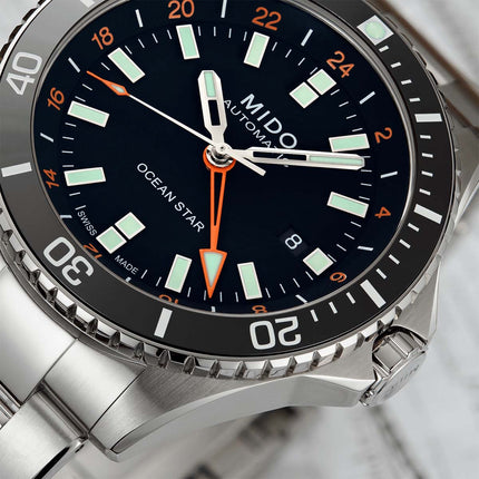 MIDO Ocean Star M026.629.11.051.01 Captain GMT Black Dial Stainless Steel Strap