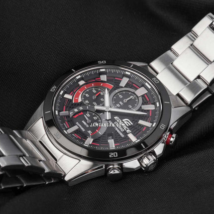 Casio Edifice EFS-S610DB-1AVUDF Chronograph Slim Red Line Black Dial Stainless Steel Band