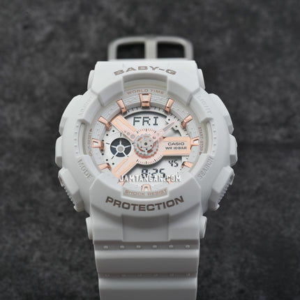 Casio Baby-G BA-110XRG-7ADR Digital Analog Rose Gold Dial White Resin Band