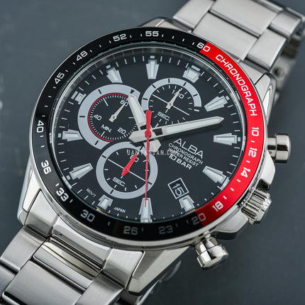 Alba Active AM3A19X1 Men Chronograph Black Dial Stainless Steel Strap