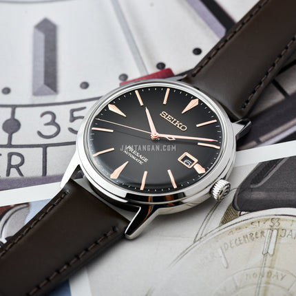 Seiko Presage SRPJ17J1 Cocktail Time The Irish Coffee Gradient Dial Dark Brown Leather Strap