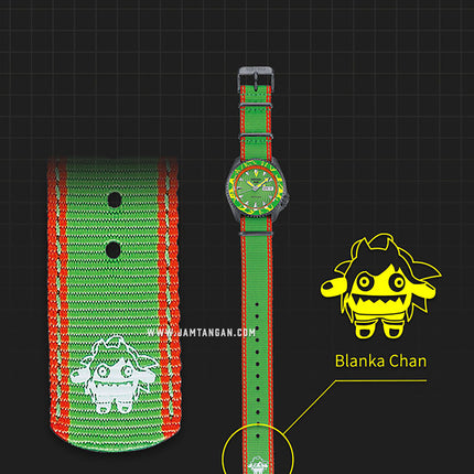Seiko 5 Sports SRPF23K1 Street Fighter Blanka Call Of The Wild Dual Tone Nylon Strap Limited Edition