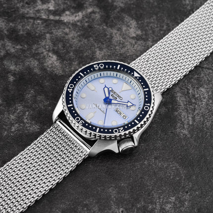 Seiko 5 Sports SRPE77K1 SKX Suits Style Light Blue Dial Stainless Steel Strap