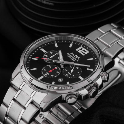 Alba AT3E81X1 Chronograph Men Black Dial Stainless Steel Strap