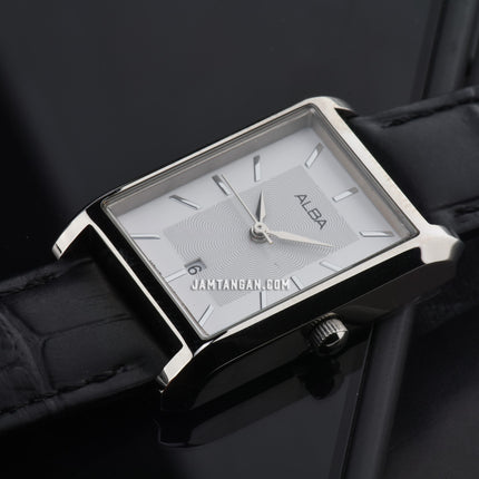 Alba Fashion AH7DH7X1 Ladies Silver Dial Black Leather Strap