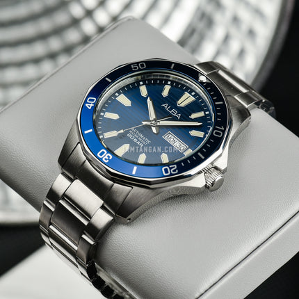 Alba Mechanical AL4453X1 Automatic Men Blue Patterned Dial Stainless Steel Strap