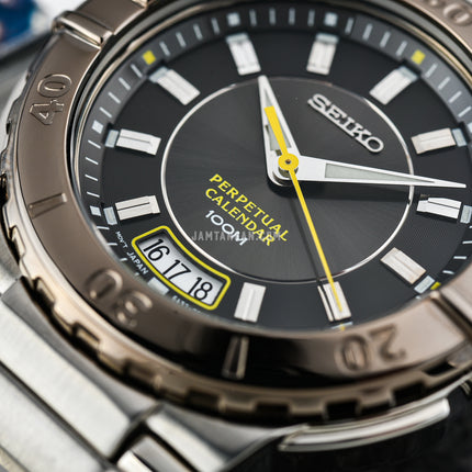Seiko Criteria SNQ057P1 Perpetual Calendar Black Dial Stainless Steel Strap