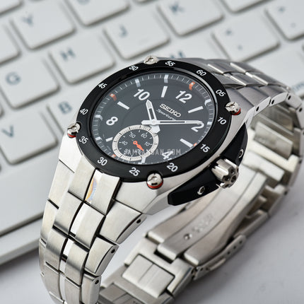 Seiko Sportura SRK023P1 Black Dial Stainless Steel Strap