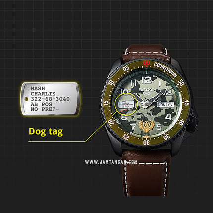 Seiko 5 Sports SRPF21K1 Street Fighter Guile Indestructible Fortress Leather Strap Limited Edition