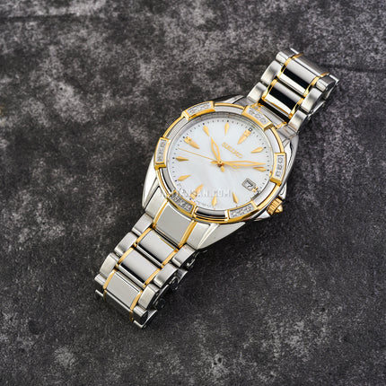 Seiko Classic SKK880P1 Diamond Mother Of Pearl Dial Dual Tone Stainless Steel Strap