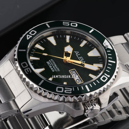 Alba Mechanical A3B015X1 Automatic Men Green Gradient Dial Stainless Steel Strap