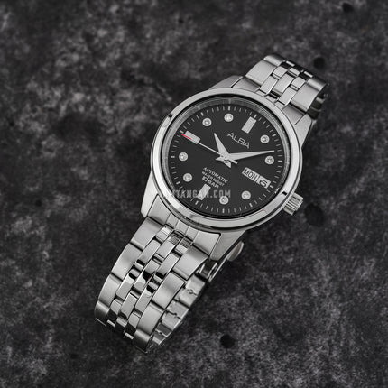 Alba AL4671X1 Ladies Automatic Black Dial Stainless Steel Strap