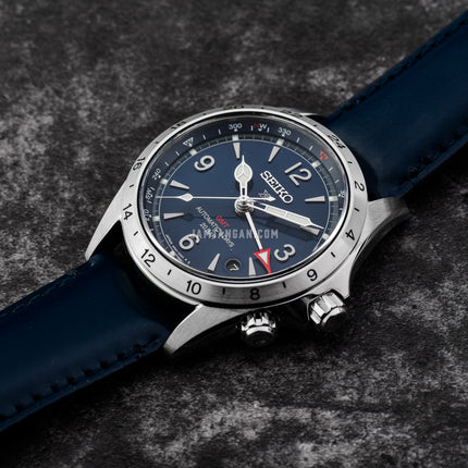 Seiko Prospex SPB377J1 Alpinist GMT Blue Dial Blue Leather Strap