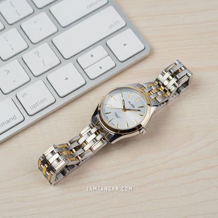 Alba ARX132X1_ARX112X1 Couple Silver Dial Dual Tone Stainless Steel Strap