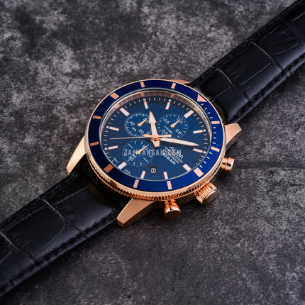 Alba Active AM3960X1 Chronograph Men Blue Patterned Dial Black Leather Strap