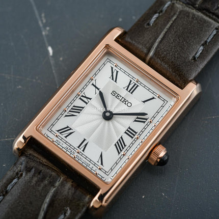 Seiko Classic SWR096P1 Tank Discover More Ladies White Dial Leather Strap