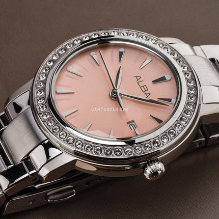 Alba AH7DL5X1 Ladies Pink Dial Stainless Steel Strap