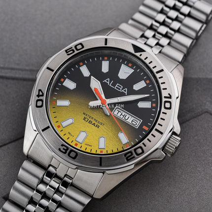 Alba Active Gravity AV3583X1 Men Yellow Gradient Dial Stainless Steel Strap
