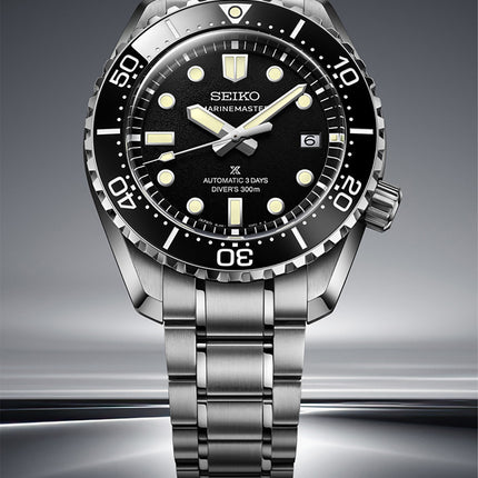 Seiko Prospex HBF001J1 Marinemaster 1968 Heritage Diver In Satin Black Dial Stainless Steel Strap