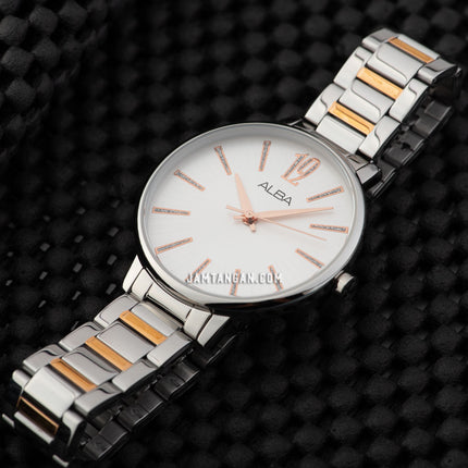 Alba Fashion AH8753X1 Ladies Silver Dial Dual Tone Stainless Steel Strap