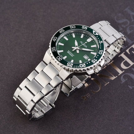 Alba Active AS9S85X1 Men Green Dial Stainless Steel Strap