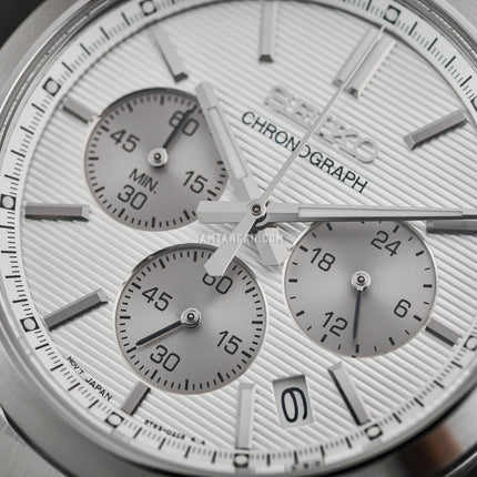 Seiko Chronograph SSB451P1 Men Discover More Silver Dial Stainless Steel Strap