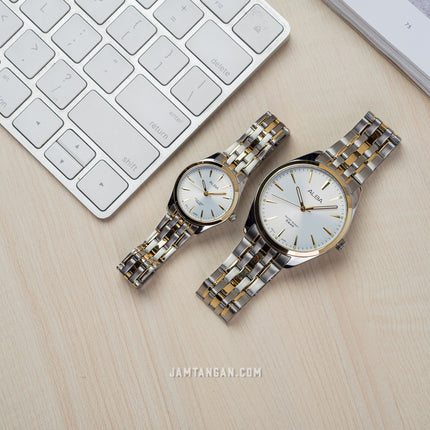 Alba ARX132X1_ARX112X1 Couple Silver Dial Dual Tone Stainless Steel Strap